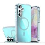 For Samsung Galaxy S23 FE 5G Plating Gradient Discolor MagSafe Phone Case with Holder(Blue)