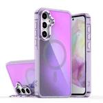For Samsung Galaxy S23 FE 5G Plating Gradient Discolor MagSafe Phone Case with Holder(Purple)