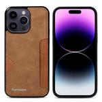 For iPhone 14 Pro Max Forwenw F5 Series Integrated Card Bag Phone Case(Brown)