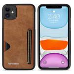 For iPhone 11 Forwenw F5 Series Integrated Card Bag Phone Case(Brown)