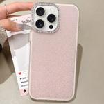 For iPhone 15 Pro Max Rhinestone-Embedded Camera Frame Glitter Full Coverage Phone Case(Pink)
