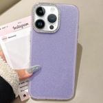 For iPhone 14 Pro Rhinestone-Embedded Camera Frame Glitter Full Coverage Phone Case(Purple)