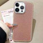 For iPhone 14 Pro Rhinestone-Embedded Camera Frame Glitter Full Coverage Phone Case(Brown)
