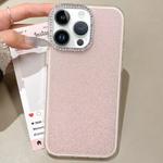 For iPhone 13 Pro Max Rhinestone-Embedded Camera Frame Glitter Full Coverage Phone Case(Pink)