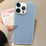 For iPhone 13 Pro Max Rhinestone-Embedded Camera Frame Glitter Full Coverage Phone Case(Blue)