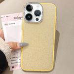 For iPhone 13 Pro Max Rhinestone-Embedded Camera Frame Glitter Full Coverage Phone Case(Yellow)