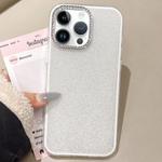 For iPhone 13 Pro Max Rhinestone-Embedded Camera Frame Glitter Full Coverage Phone Case(White)