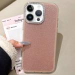 For iPhone 13 Pro Max Rhinestone-Embedded Camera Frame Glitter Full Coverage Phone Case(Brown)