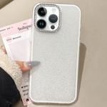 For iPhone 12 Pro Max Rhinestone-Embedded Camera Frame Glitter Full Coverage Phone Case(White)