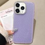 For iPhone 11 Pro Max Rhinestone-Embedded Camera Frame Glitter Full Coverage Phone Case(Purple)