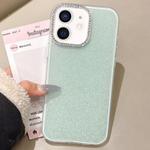 For iPhone 11 Rhinestone-Embedded Camera Frame Glitter Full Coverage Phone Case(Green)