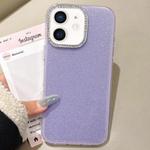 For iPhone 11 Rhinestone-Embedded Camera Frame Glitter Full Coverage Phone Case(Purple)