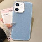 For iPhone 11 Rhinestone-Embedded Camera Frame Glitter Full Coverage Phone Case(Blue)