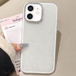 For iPhone 11 Rhinestone-Embedded Camera Frame Glitter Full Coverage Phone Case(White)