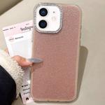 For iPhone 11 Rhinestone-Embedded Camera Frame Glitter Full Coverage Phone Case(Brown)