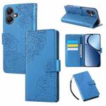 For Samsung Galaxy A05 Rose Flower Embossed 3-Card Slots Leather Phone Case(Blue)