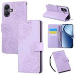 For Samsung Galaxy A05 Rose Flower Embossed 3-Card Slots Leather Phone Case(Purple)