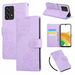 For Samsung Galaxy A53 5G Rose Flower Embossed 3-Card Slots Leather Phone Case(Purple)