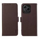 For Honor 400 Lite Global  ABEEL Side-Magnetic Litchi Pattern Leather RFID Phone Case(Brown)