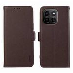 For Honor X6c 4G ABEEL Side-Magnetic Litchi Pattern Leather RFID Phone Case(Brown)