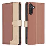 For Samsung Galaxy M36 5G Color Matching RFID Anti-theft Leather Phone Case(Brown)