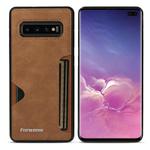 For Samsung Galaxy S10+ Forwenw F5 Series Integrated Card Bag Phone Case(Brown)