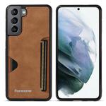 For Samsung Galaxy S21 5G Forwenw F5 Series Integrated Card Bag Phone Case(Brown)