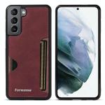 For Samsung Galaxy S21 5G Forwenw F5 Series Integrated Card Bag Phone Case(Red)