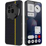 For Nothing Phone 3a Pro Ultra-thin Carbon Fiber Texture Printing Phone Case(Black Yellow)