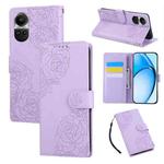 For OPPO Reno10 Pro+ Rose Flower Embossed 3-Card Slots Leather Phone Case(Purple)