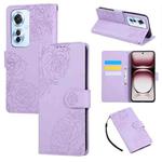 For OPPO Reno11 F Global / F25 Pro 5G Rose Flower Embossed 3-Card Slots Leather Phone Case(Purple)
