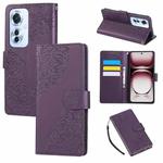 For OPPO Reno11 F Global / F25 Pro 5G Rose Flower Embossed 3-Card Slots Leather Phone Case(Deep Purple)
