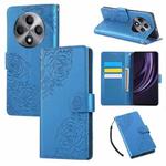 For OPPO Reno12 F 4G / 5G Rose Flower Embossed 3-Card Slots Leather Phone Case(Blue)
