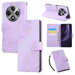 For OPPO Reno12 F 4G / 5G Rose Flower Embossed 3-Card Slots Leather Phone Case(Purple)