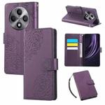 For OPPO Reno12 F 4G / 5G Rose Flower Embossed 3-Card Slots Leather Phone Case(Deep Purple)