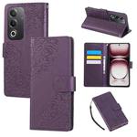 For OPPO A3 Pro 5G India Rose Flower Embossed 3-Card Slots Leather Phone Case(Deep Purple)