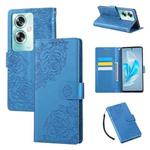 For OPPO A79 5G Rose Flower Embossed 3-Card Slots Leather Phone Case(Blue)