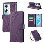 For OPPO A79 5G Rose Flower Embossed 3-Card Slots Leather Phone Case(Deep Purple)