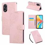 For OPPO A1 Pro Rose Flower Embossed 3-Card Slots Leather Phone Case(Pink)