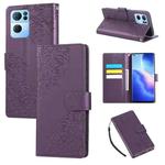 For OPPO Reno7 Pro 5G Rose Flower Embossed 3-Card Slots Leather Phone Case(Deep Purple)