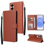 For Samsung Galaxy S25 Edge 5G 3-Card Slots Multifunctional Leather Phone Case(Brown)