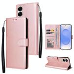 For Samsung Galaxy S25 Edge 5G 3-Card Slots Multifunctional Leather Phone Case(Rose Gold)