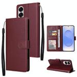 For Samsung Galaxy S25 Edge 5G 3-Card Slots Multifunctional Leather Phone Case(Wine Red)