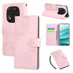 For Redmi Note 14 Pro 4G Rose Flower Embossed 3-Card Slots Leather Phone Case(Pink)