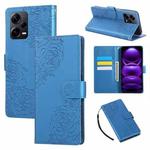 For Redmi Note 12 Pro+ Rose Flower Embossed 3-Card Slots Leather Phone Case(Blue)