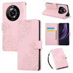 For Realme 11 Pro 5G / 11 Pro+ 5G Rose Flower Embossed 3-Card Slots Leather Phone Case(Pink)
