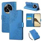 For Realme 13 Pro Rose Flower Embossed 3-Card Slots Leather Phone Case(Blue)