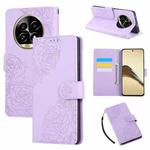 For Realme 13 Pro Rose Flower Embossed 3-Card Slots Leather Phone Case(Purple)