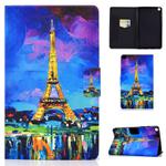 For Samsung Galaxy Tab A7 10.4 2020 T500 Electric Pressed TPU Colored Drawing Horizontal Flip Leather Case with Holder & Card Slots & Anti-slip Strip(Eiffel Tower)