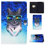 For Samsung Galaxy Tab A7 10.4 2020 T500 Electric Pressed TPU Colored Drawing Horizontal Flip Leather Case with Holder & Card Slots & Anti-slip Strip(Headphone Cat)